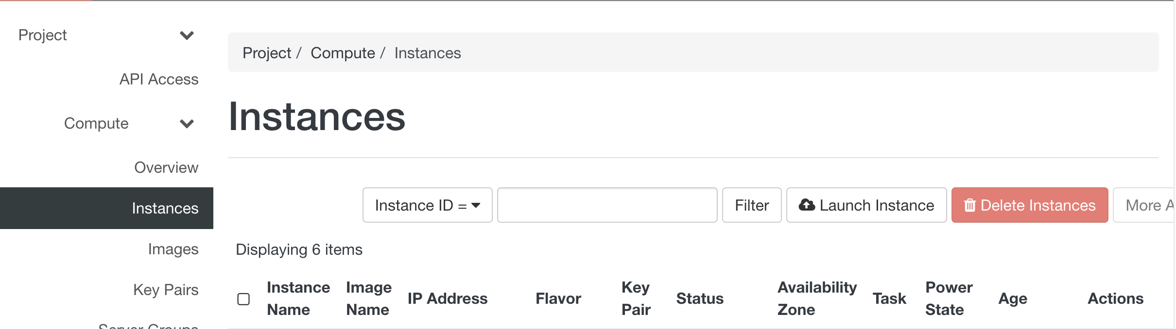 Launch instance
